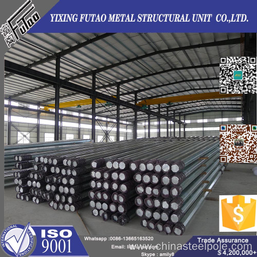 14m Galvanized Steel Utility Pole For 33kv Power Transmission Tower